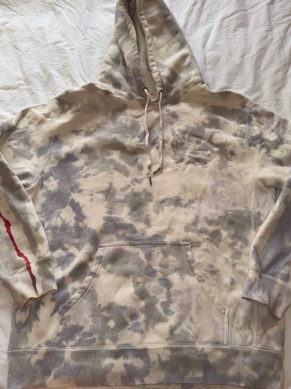 Neutral Gray & Cream Tie-Dye Pullover Hoodie